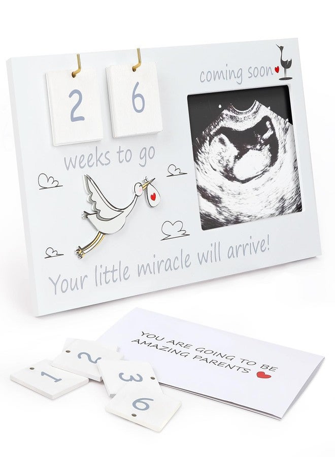 CypherX Baby Sonogram Picture Frame with Countdown Weeks 4"x3" Ultrasound Photo Frames - Pregnancy Announcement Gifts for Expecting Parents, Baby Announcement New Mom Gender Reveal Shower Gifts - Image 1